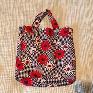 Floral Checkered Tote Bag